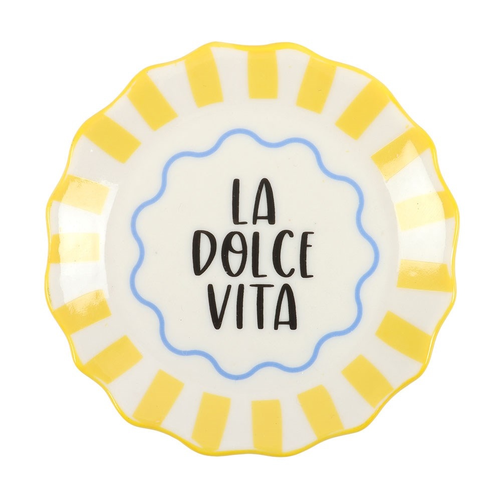 Something Different - Yellow Striped La Dolce Vita Trinket dish - Multicolours